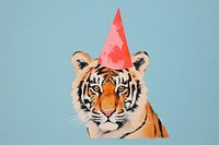 Tiger wearing party hat animal mammal representation. AI generated Image by rawpixel.
