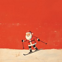 Santa skiing sports winter snow. 