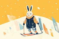 Rabbit playing ski winter skiing sports. AI generated Image by rawpixel.