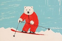 Polar bear skiing sports nature mammal. 