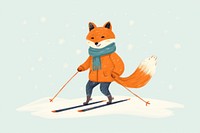 Fox playing ski winter nature skiing. 