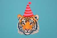 Tiger wearing party hat animal mammal representation. 