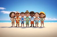 Diversity kids beach vacation outdoors. AI generated Image by rawpixel.