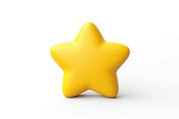 Matte clay star icon yellow symbol white background. 