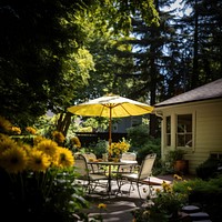 Patio flower chair table. 