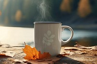 Camping coffee mug mockup psd