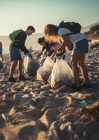 Garbage adult environmentalist togetherness. 