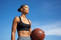 Black bald woman basketball sports adult. 