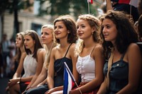 Bastille day celebration adult flag togetherness. 