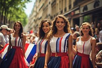 Bastille day parade adult togetherness cheerleading. AI generated Image by rawpixel.