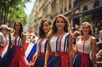 Bastille day parade adult togetherness cheerleading. 