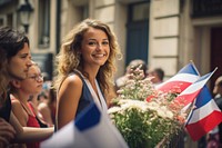 Bastille day parade adult bride flag. 