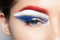 French flag cosmetics adult hairstyle. 