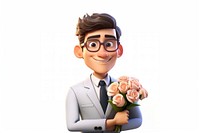 Wearing wedding cartoon face white background. AI generated Image by rawpixel.