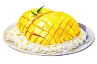 Sticky-rice mango dessert fruit food. AI generated Image by rawpixel.