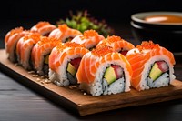 Delicious sushi rolls food rice meal. 