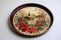 Folk art porcelain plate tray. AI generated Image by rawpixel.
