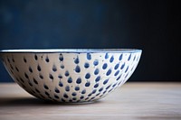 Ceramic bowl porcelain pottery blue. 