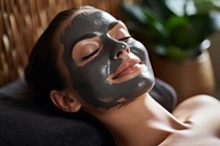 Woman relaxing adult woman mask. 