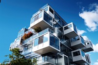 Modern apartment building architecture balcony city. 