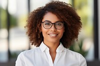 African-american woman glasses adult smile. 