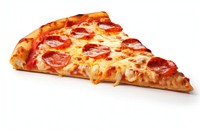 Pizza food slice white background. 