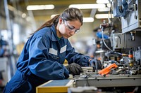 Female technician manufacturing workshop working