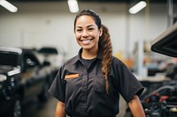 Female technician vehicle car transportation. 