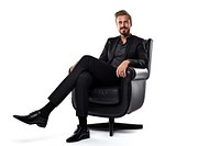 Modern black armchair sitting furniture footwear. 