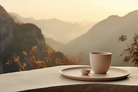 Organic shape coffee cup tableware landscape. 