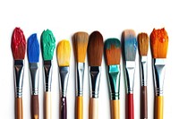 Paint brushes tool white background arrangement. 