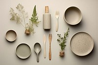 Tableware background Scandinavian plant ceramic. 