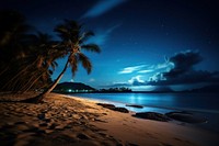 Sandy tropical beach night landscape outdoors. AI generated Image by rawpixel.