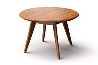 Round wooden table furniture desk white background. 