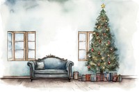 Empty room furniture christmas paper. AI generated Image by rawpixel.