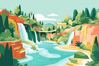 Summer trip waterfall outdoors painting. AI generated Image by rawpixel.