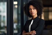 Businesswoman portrait standing office. 