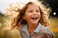 Little girl laughing summer child. AI generated Image by rawpixel.