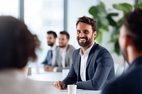 Man smiling meeting adult happy. 