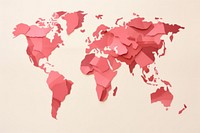 World map paper art topography. 