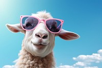 Cute goat wearing summer sunglasses livestock mammal animal. AI generated Image by rawpixel.