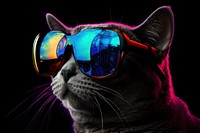 A Cat wearing VR glasses sunglasses animal mammal. 