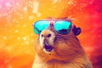 Capybara wearing summer sunglasses mammal animal accessories. 