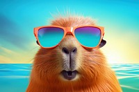 Capybara wearing summer sunglasses wildlife mammal animal. AI generated Image by rawpixel.