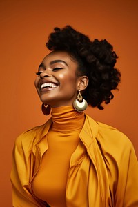 African American woman portrait laughing fashion. 