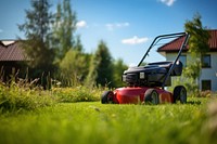 Lawn mower grass plant yard. 