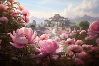 Chinese peony garden outdoors blossom flower. 