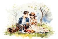 Couple picnic togetherness friendship relaxation. AI generated Image by rawpixel.