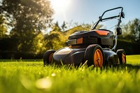 Lawn mower grass plant wheel. 