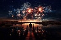 Fireworks black sky outdoors nature night. AI generated Image by rawpixel.